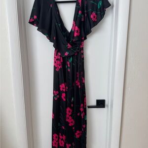 Floral Black and Pink Women's Jumpsuit